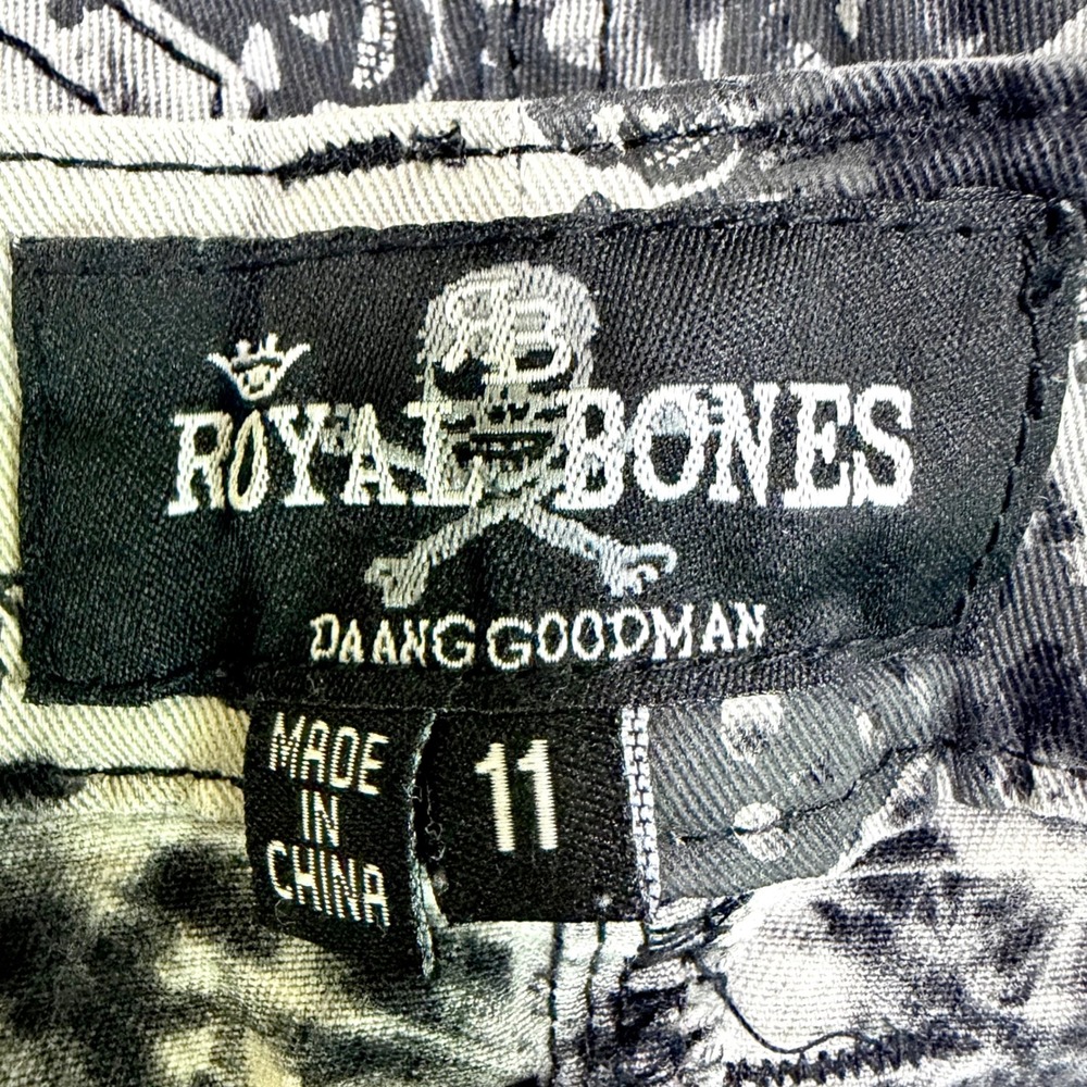 ROYAL BONES Daang Goodman Skull Acid Wash Skinny Jeans Black White 11 Punk Emo - Picture 9 of 10